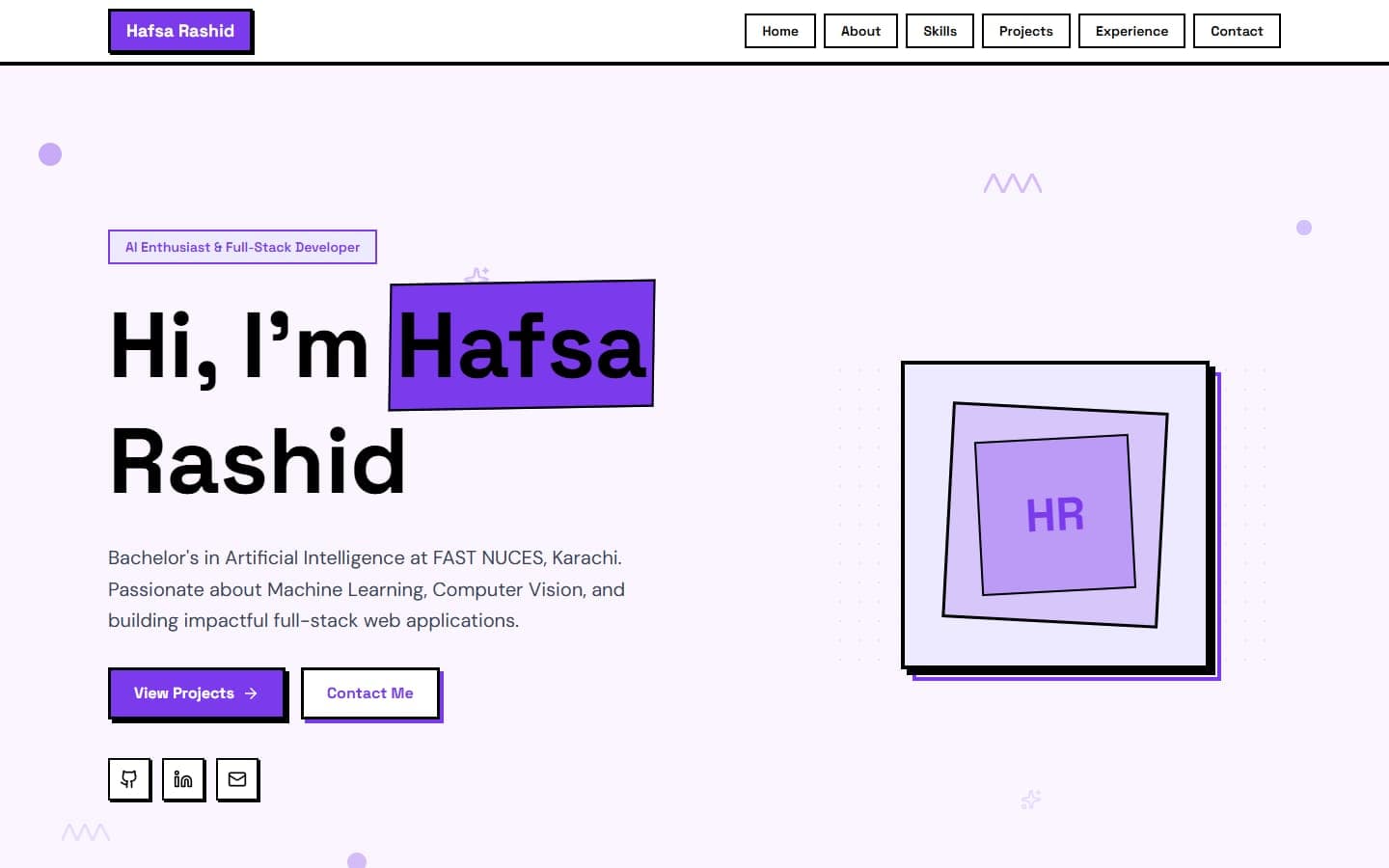 Screenshot of Hafsa Rashid Portfolio